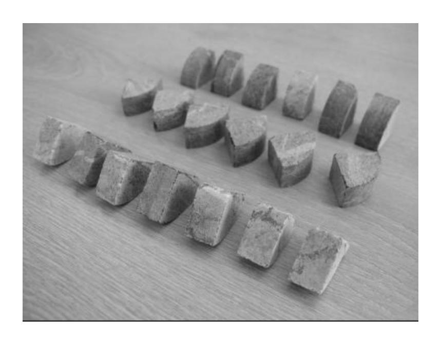 Figure 9 – Sample Pieces Cut from 50mm Quartered Core
