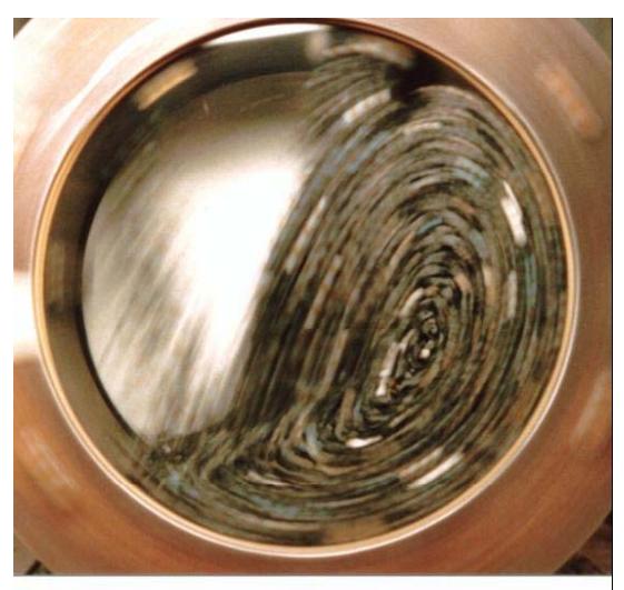 Figure 3a – Picture of the charge in a 300mm diameter mill
