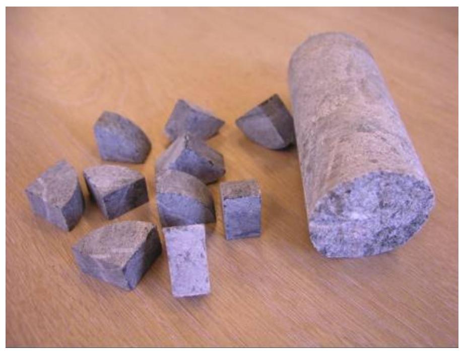Figure 9 Particles selected for SMC testing from cutting drill core