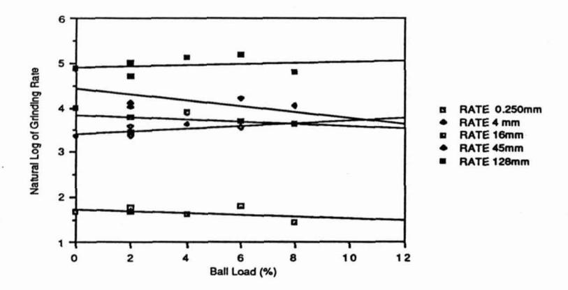 Figure 9 - Grinding Rates at Each Spline Knot for a Hard Ore