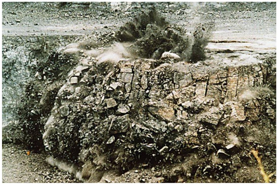 Figure 8 – Picture of Free Face During Blasting