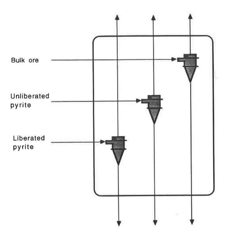 Fig 10 - Conceptual liberation model of a hydrocyclone.